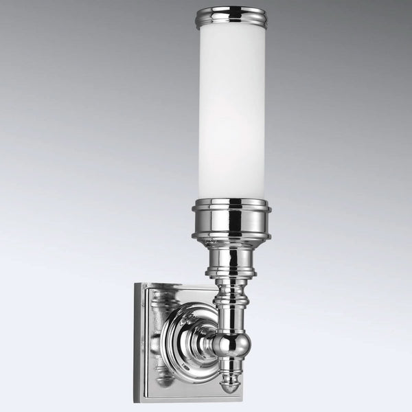 Applique murale Payne Ornate en verre, chrome et blanc, hauteur 36,2 cm, IP44