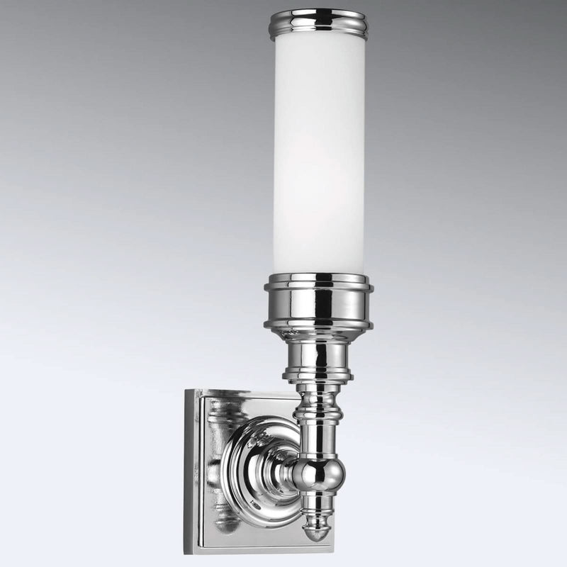 Applique murale Payne Ornate en verre, chrome et blanc, hauteur 36,2 cm, IP44