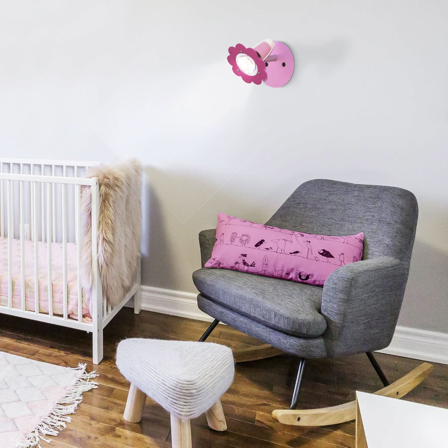 Applique murale Fleurs en bois, rose, Ø 20 cm