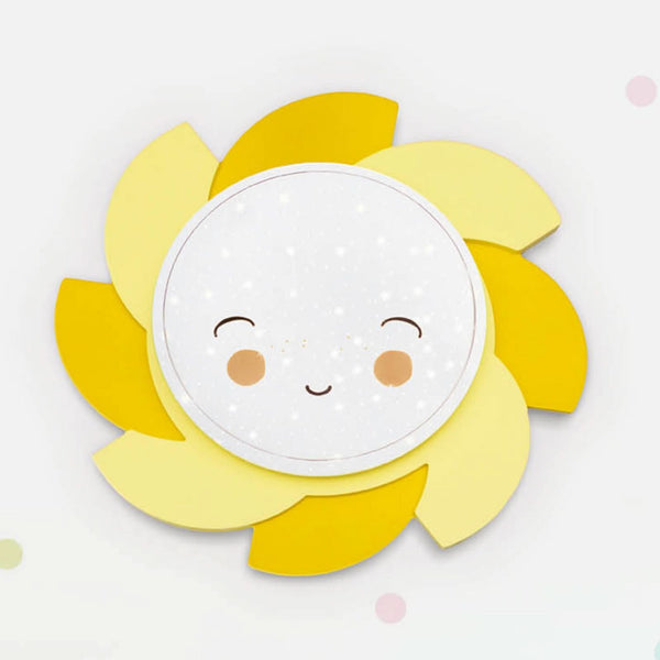 Applique murale LED Soleil Starlight Smile en bois, jaune, Ø 60 cm