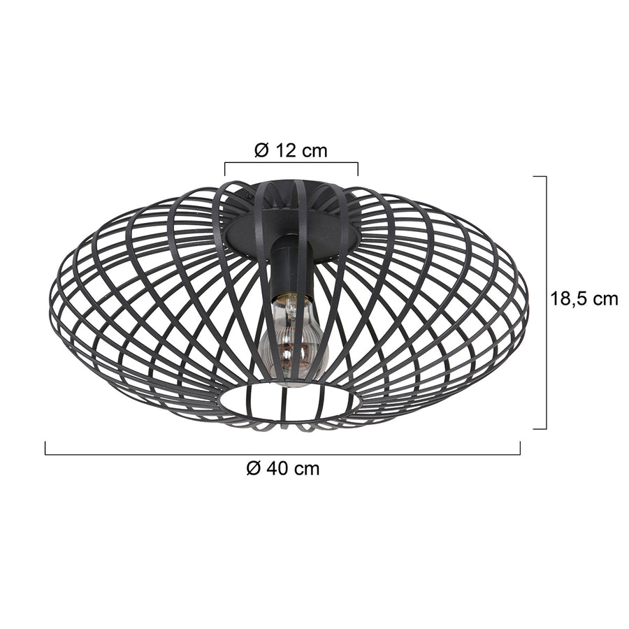 Schwarze Deckenleuchte Dunbar 3097ZW Ø40 cm E27-Fassung
