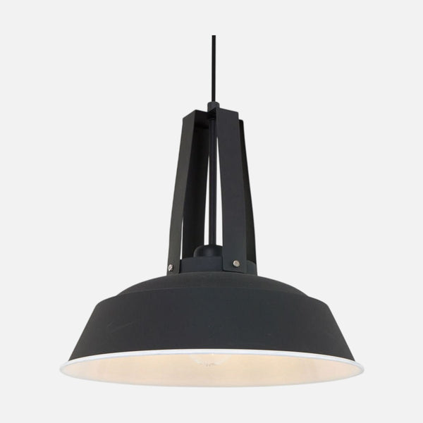 Suspension dôme noir 42 cm, abat-jour cloche métal mat | Eden