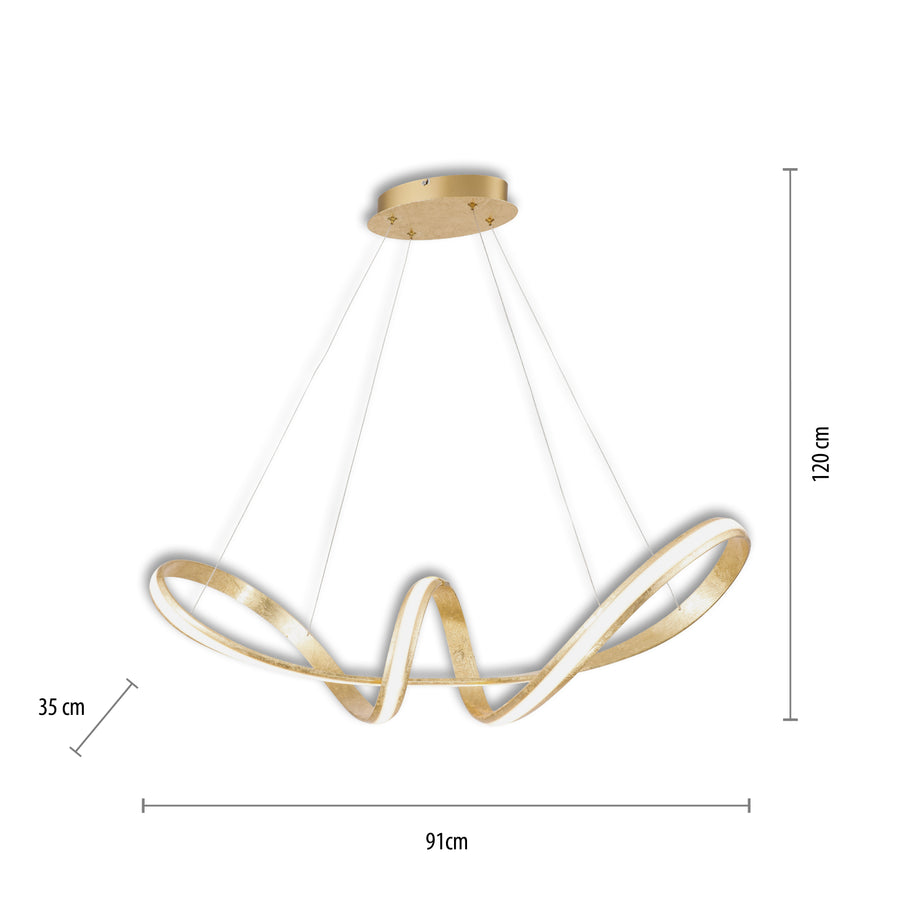 Suspension Melinda dorée, L 35 cm