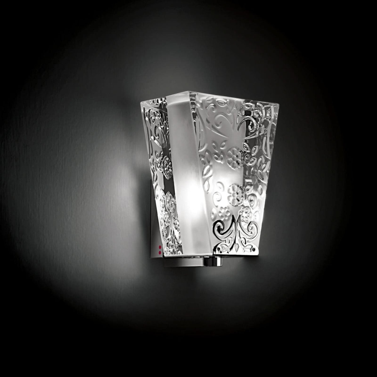 Applique murale Vicky en cristal, chrome et transparent, hauteur 13,9 cm