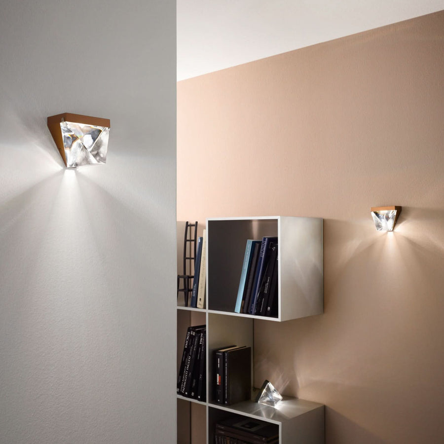 Applique murale LED Tripla en verre, bronze, hauteur 9,3 cm
