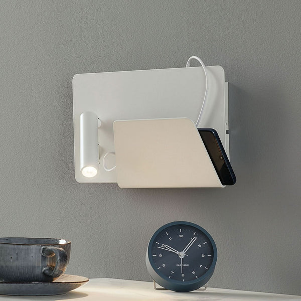 Applique murale LED Suau en métal, blanc, hauteur 15,5 cm