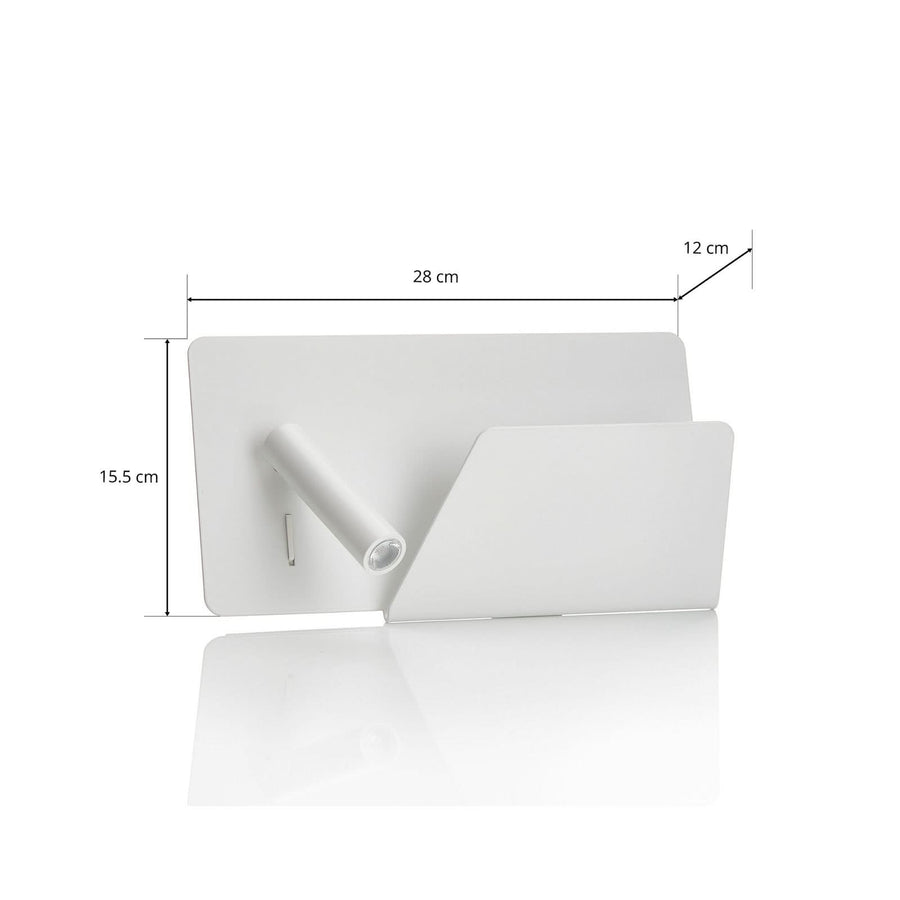 Applique murale LED Suau en métal, blanc, hauteur 15,5 cm