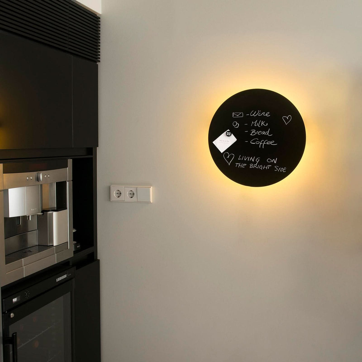 Applique murale LED Board en pierre, noir, Ø 45 cm