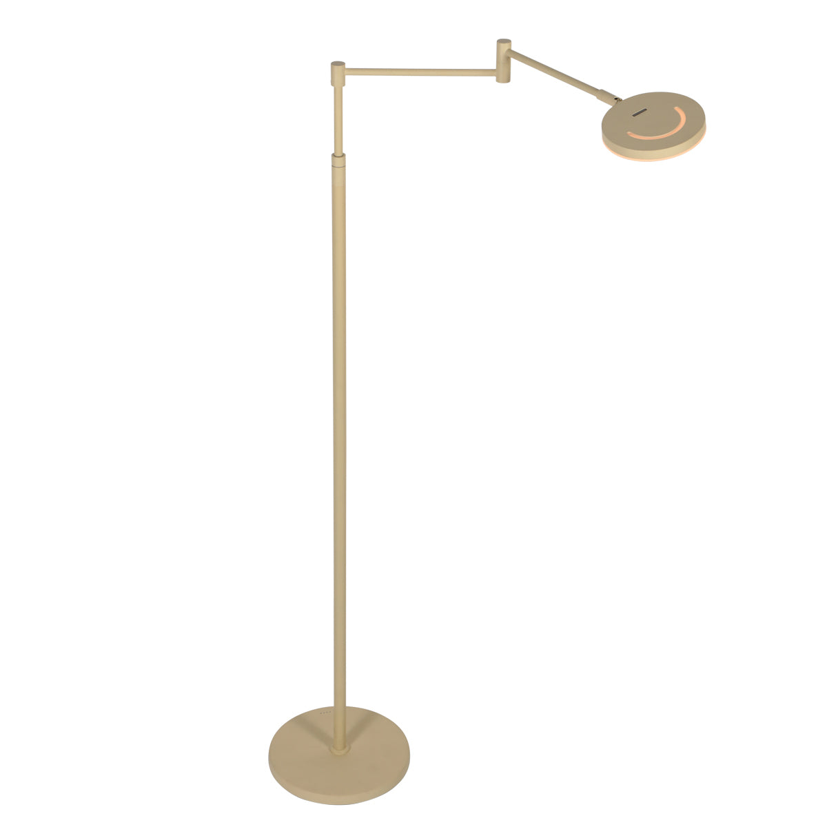 Vue de face du lampadaire crème, bras replié vers la droite