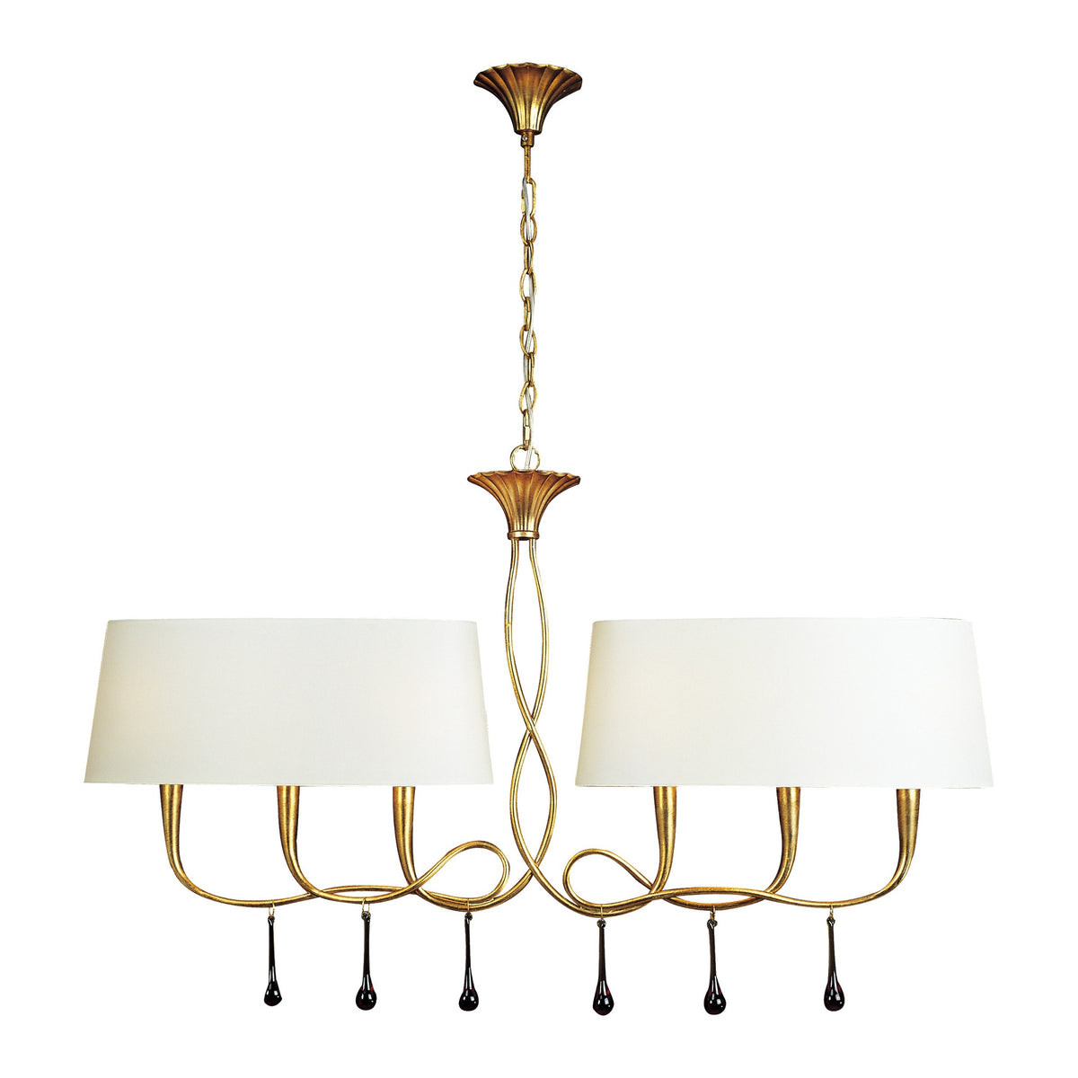 Suspension Paola 6 lumières dorée, verre
