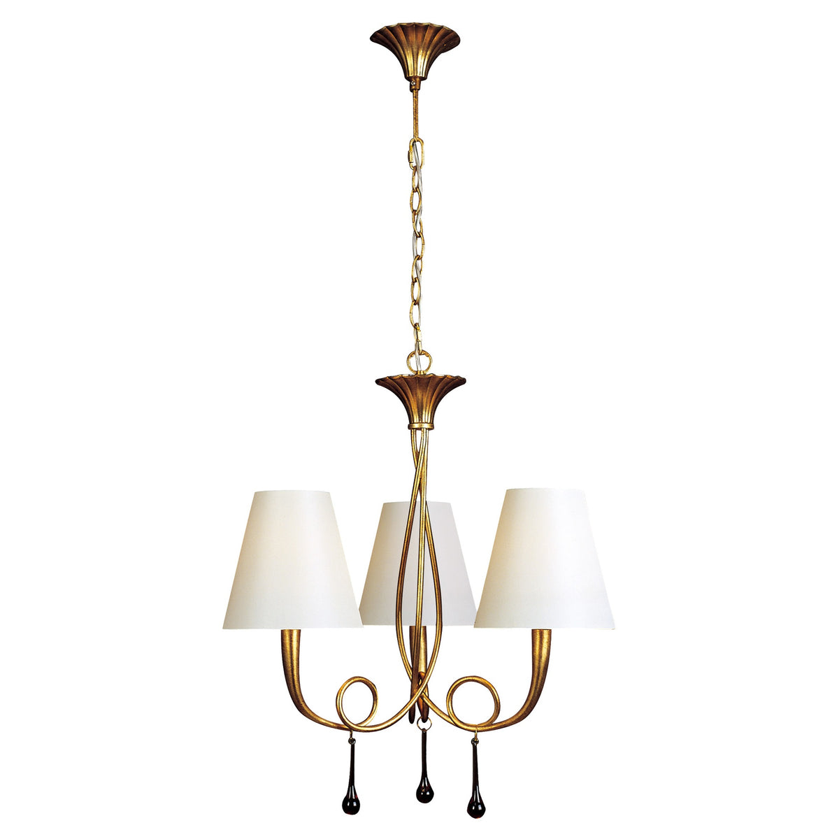 Suspension Paola 3 lumières dorée, verre