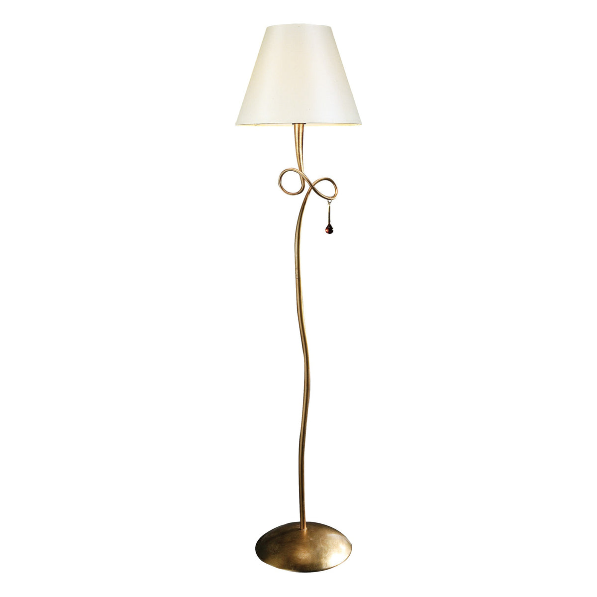 Lampadaire Paola doré, tissu