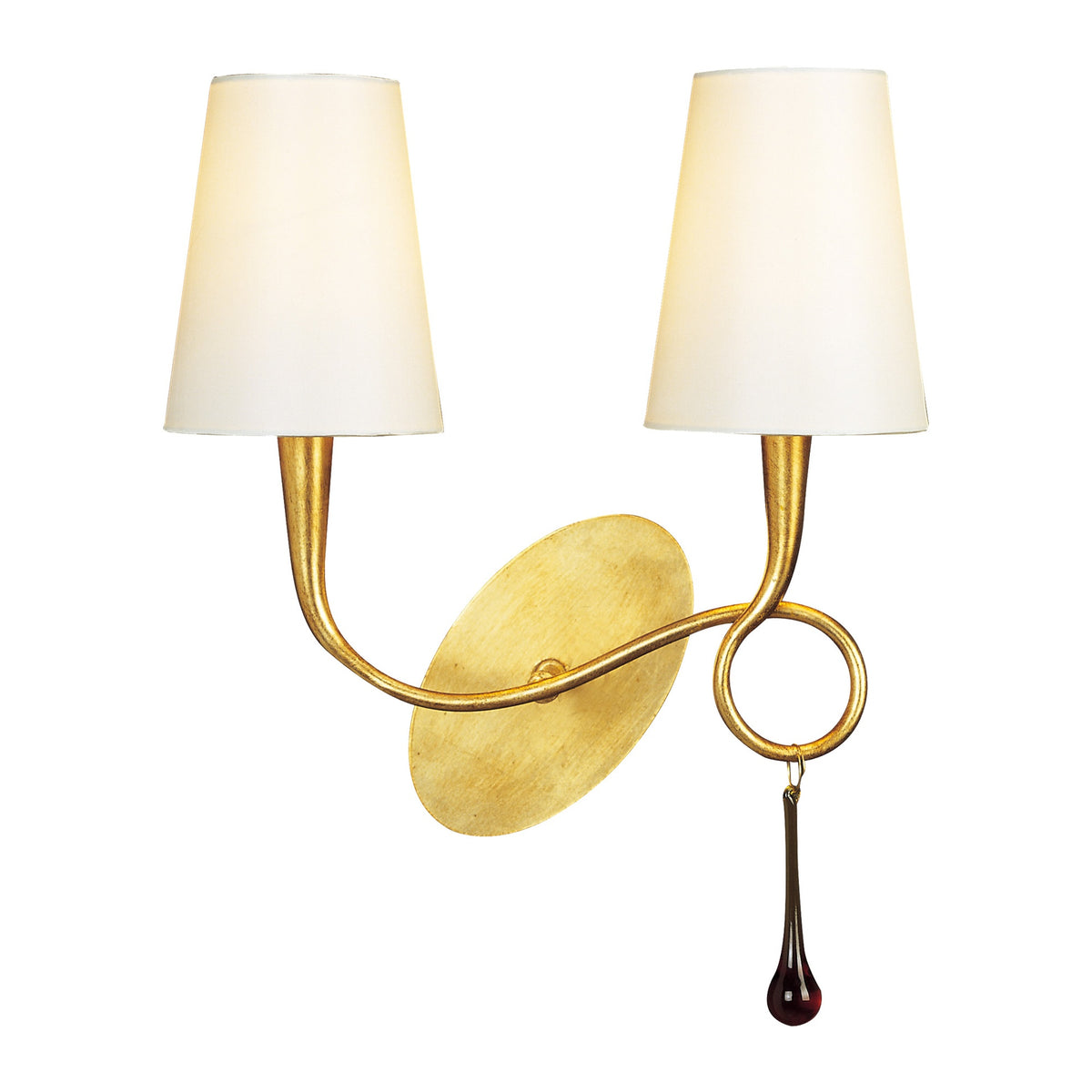Applique murale Paola 2 lumières dorée, verre