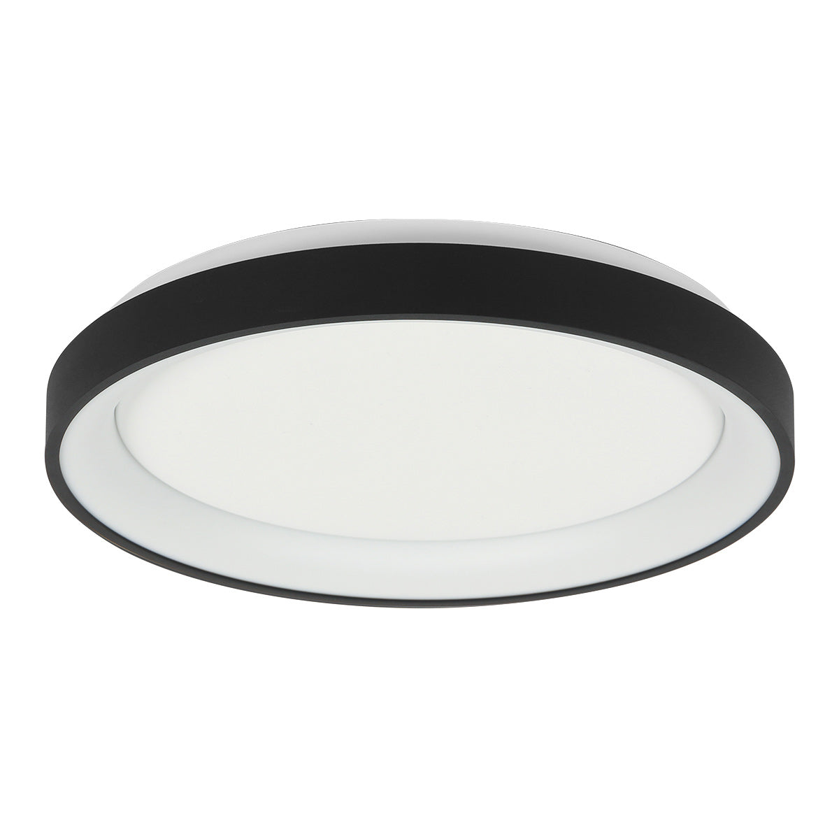 Même angle de vue, appareil éteint, diffuseur opale blanc et anneau noir mat