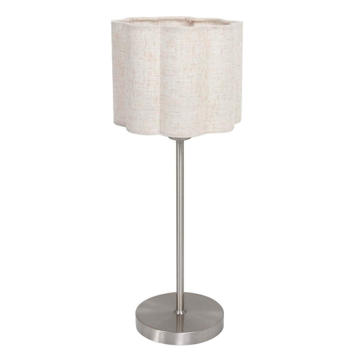 Lampe à poser FloraWave argenté, abat-jour crème clair Ø20 cm