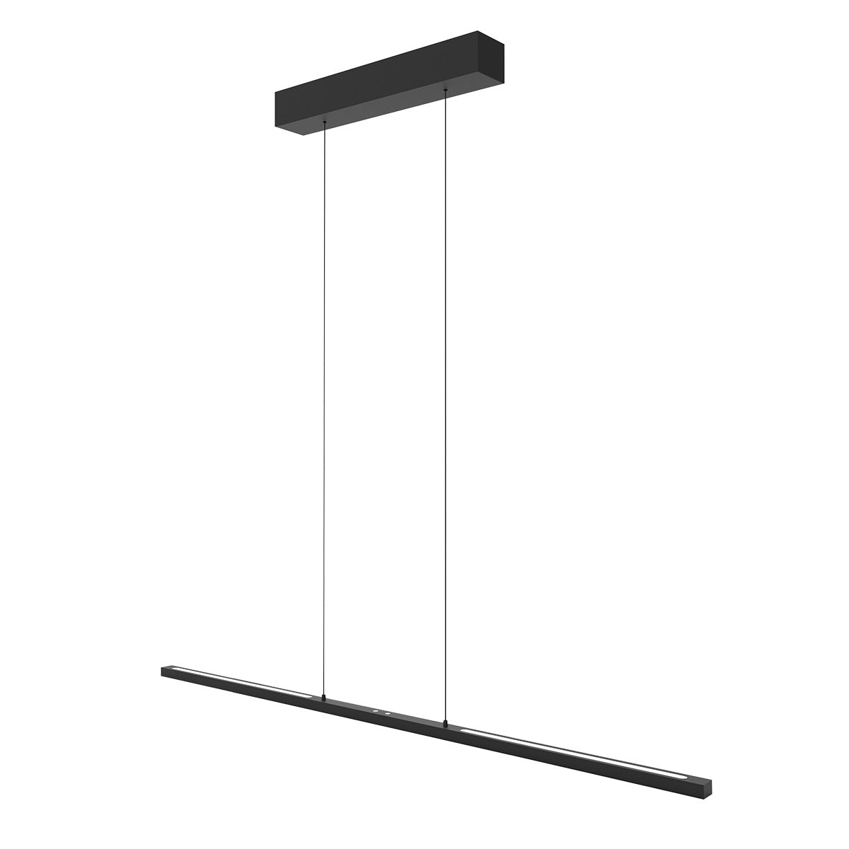 Suspension barre noire LED Bande 114 cm vue en angle, profil minimaliste – Designix.fr