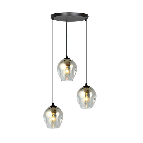 Istar 3-flammige Pendelleuchte schwarz, Graphitglas, Premium