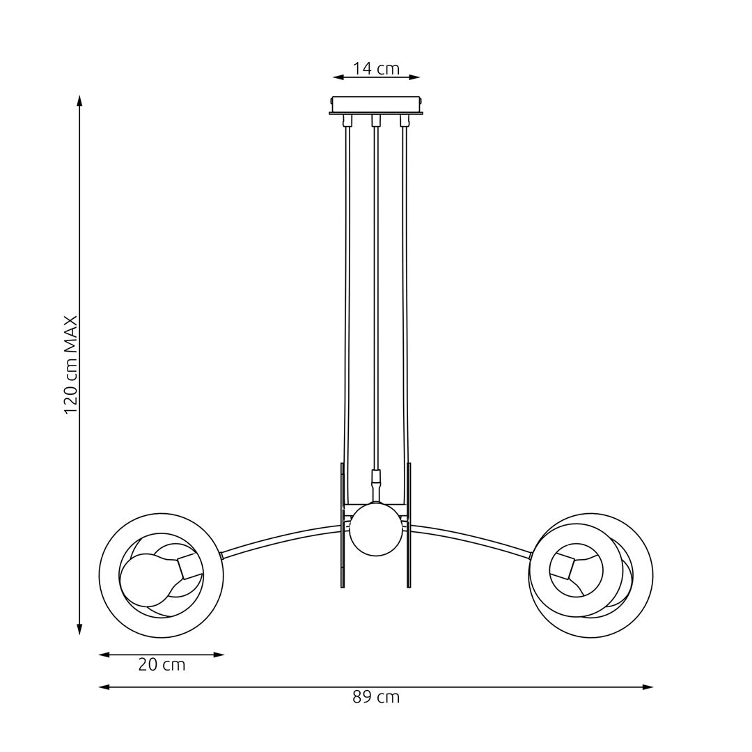 Schéma technique de profil avec hauteur maximale 120 cm et largeur totale 89 cm.
