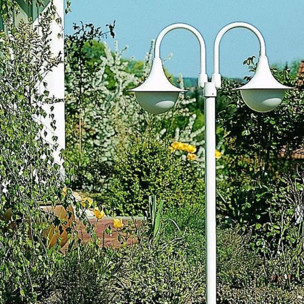Lampadaire d'extérieur 171 en verre, blanc, 2 lumières, hauteur 220 cm, IP44
