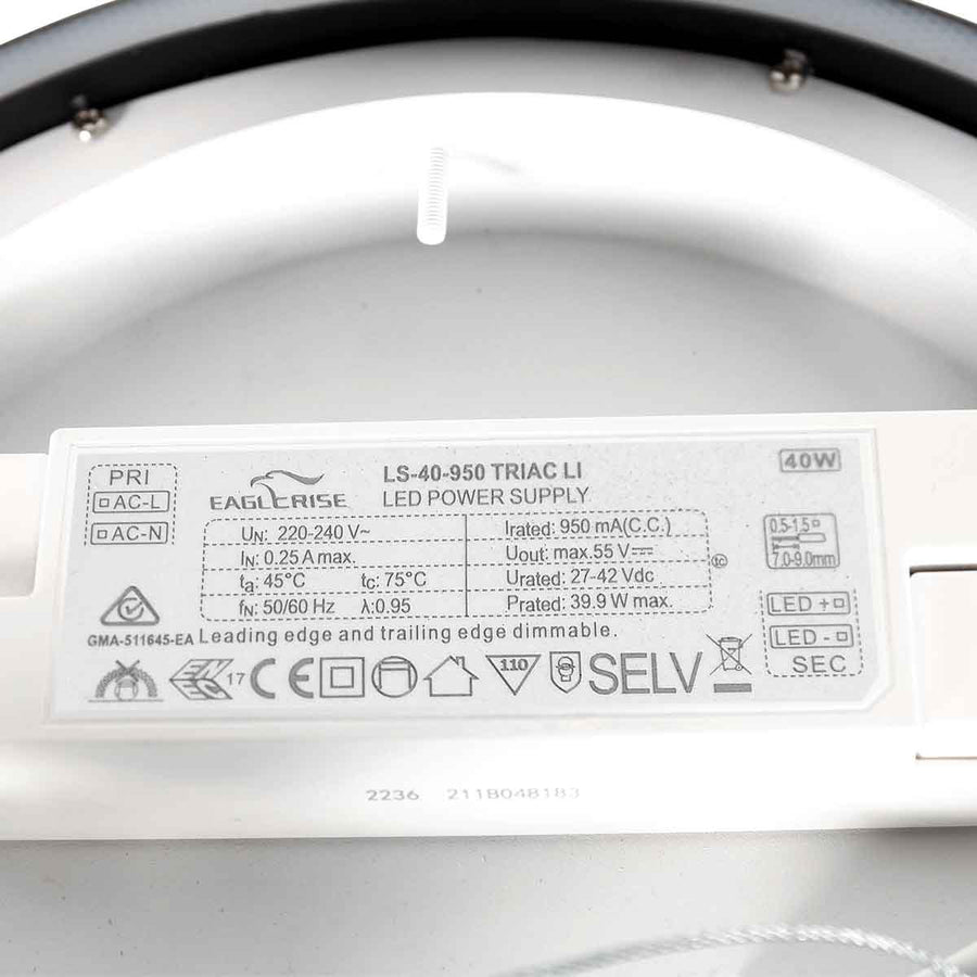 Schwarze Deckenleuchte Ringlux 4135ZW Ø 40 cm 3600 Lumen
