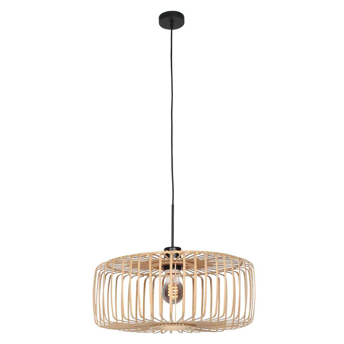 Suspension bambou naturel Ø 50 cm, abat-jour tambour E27 — vue 2