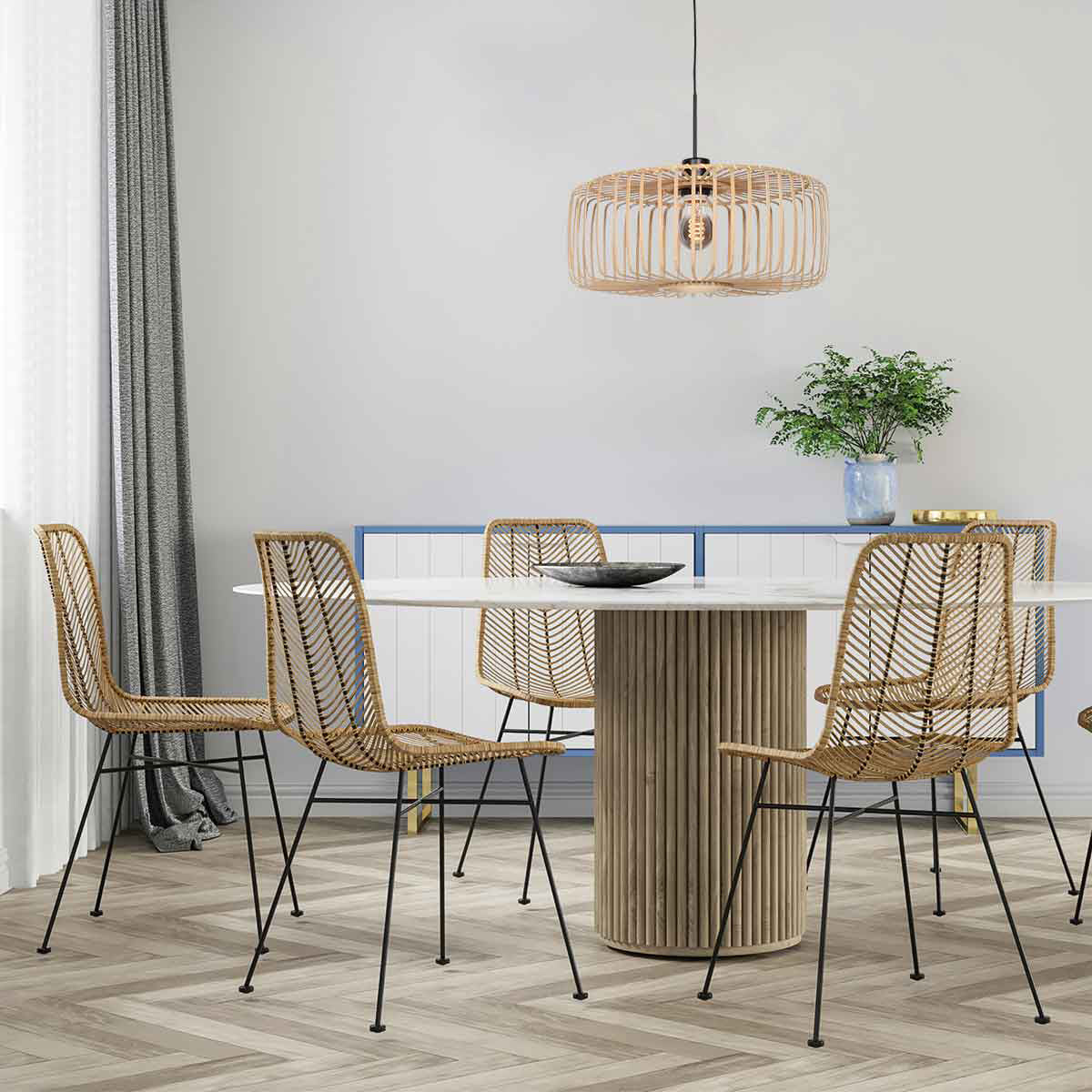 Suspension bambou naturel Ø 50 cm, abat-jour tambour E27 — vue 10