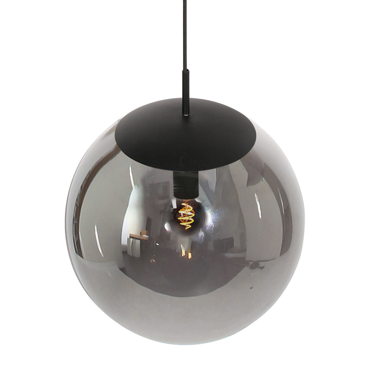 Suspension verre fumé allumée ambiance chaleureuse