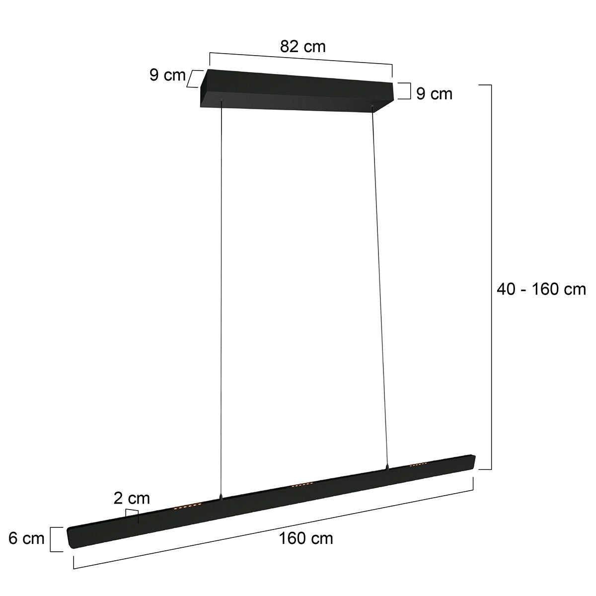 Suspension LED 4000 lumens noire, commande une main — vue 13