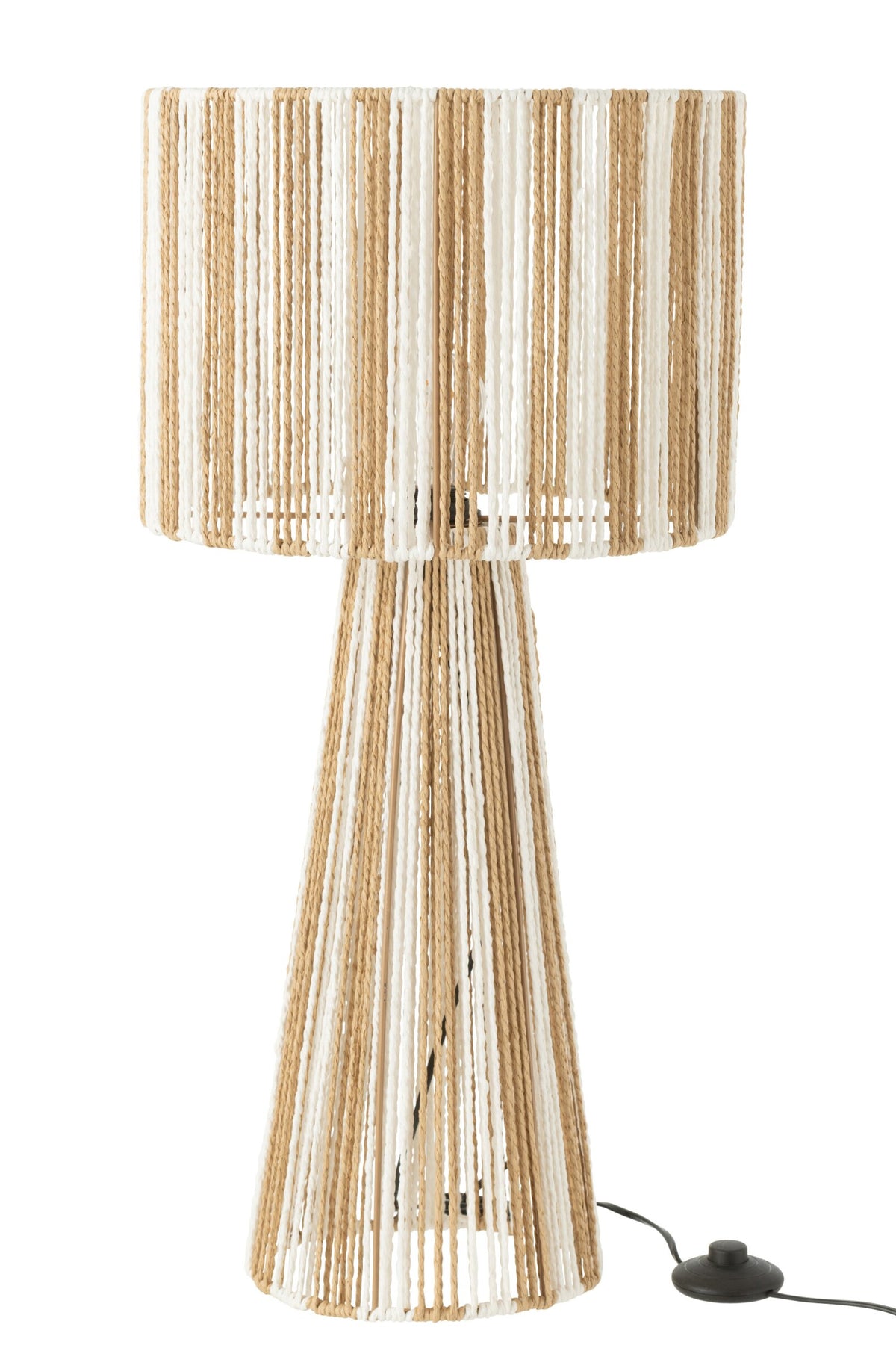 Lampe à poser rayée en corde et papier