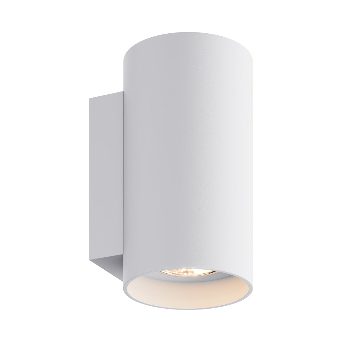 Applique murale blanche cylindrique allumée fixée au mur éclairant vers le bas