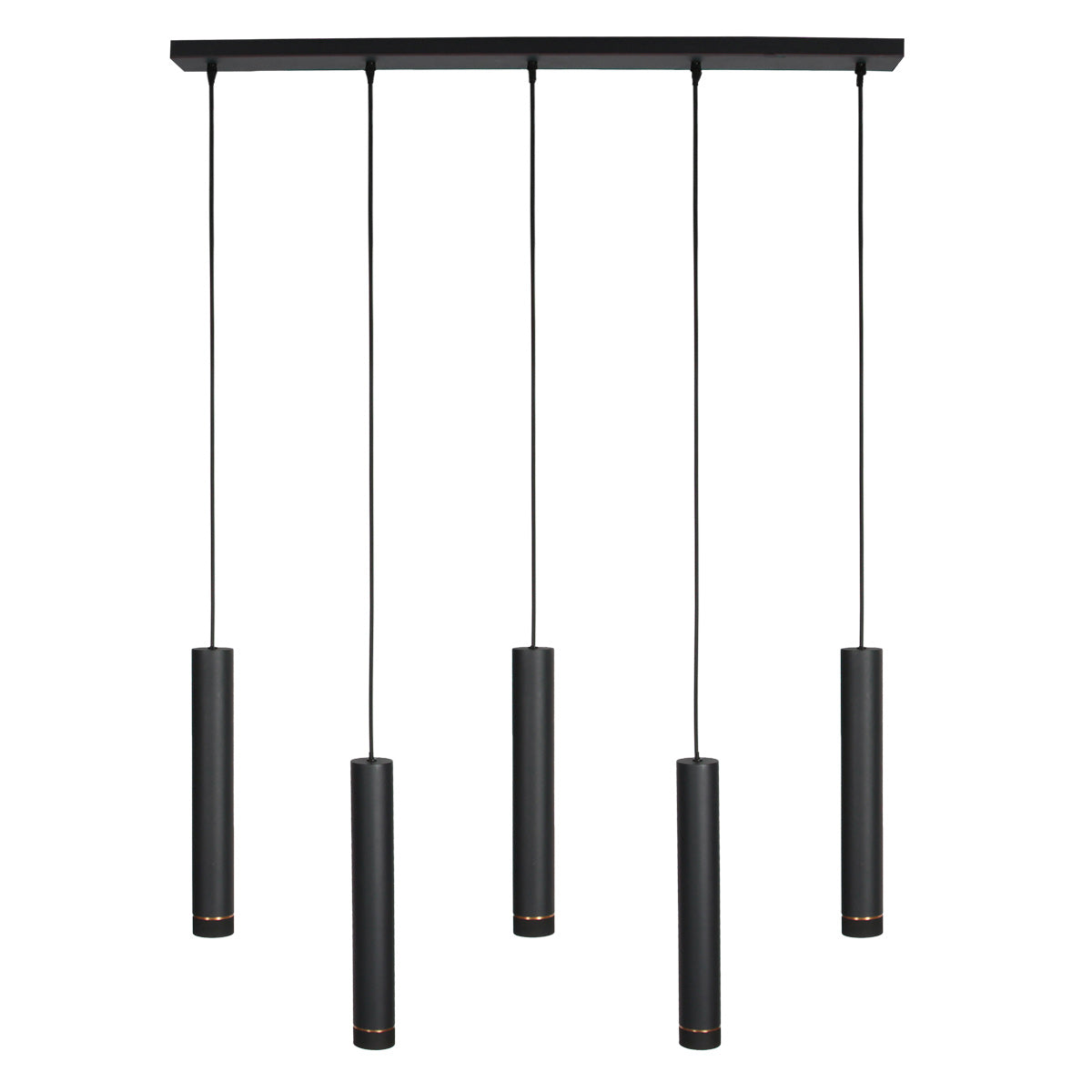 Suspension 5 spots GU10 noire, hauteurs réglables 45-150 cm — vue 2