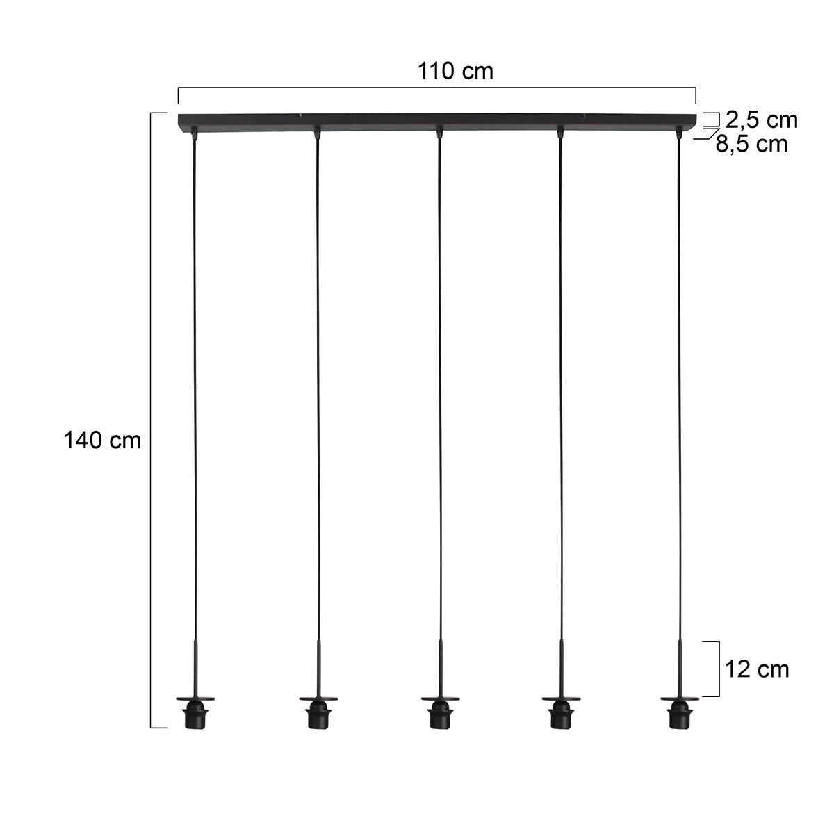 Platine et entrées de câbles de la suspension linéaire noire HaloSwap – Designix.fr