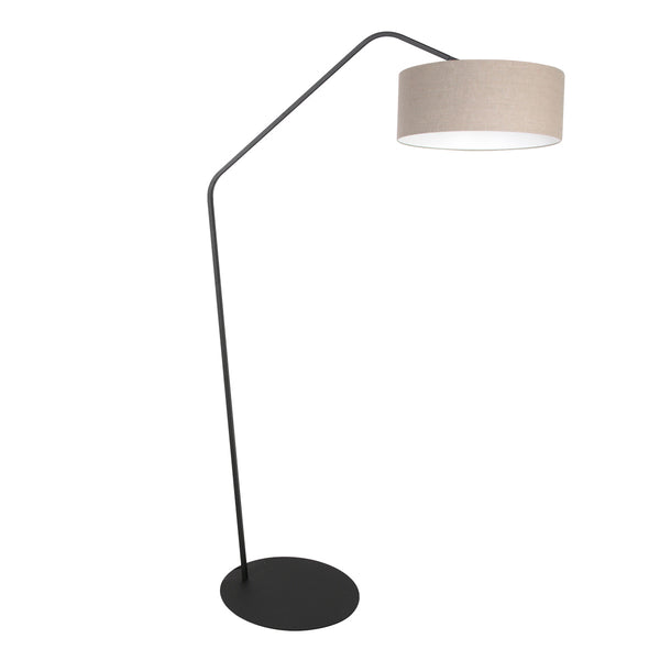 Schwarze Stehlampe Zig-Zag 4245ZW mit grobstrukturiertem grauem Leinen-Lampenschirm – einzigartiges Design und funktionale Nutzung