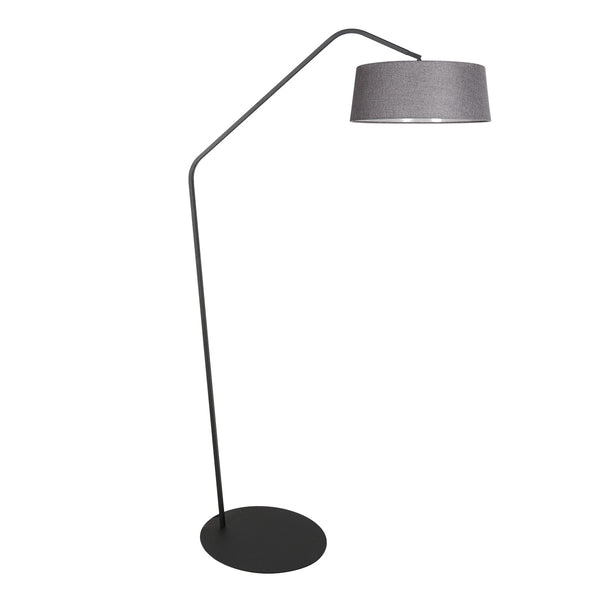 Schwarze Stehlampe Zig-Zag 4254ZW mit grauem Leinenschirm – einzigartiges Design und funktionale Nutzung