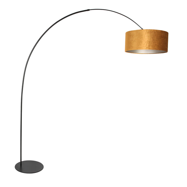 Schwarze Stehlampe Curve 4264ZW mit goldenem Samtschirm – einzigartiges Design und funktionale Nutzung
