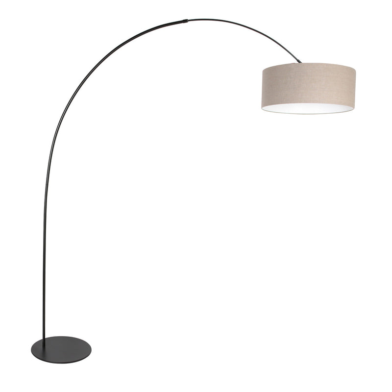 Schwarze Stehleuchte Curve 4268ZW mit grobem grauem Leinenschirm – einzigartiges Design und funktionale Nutzung