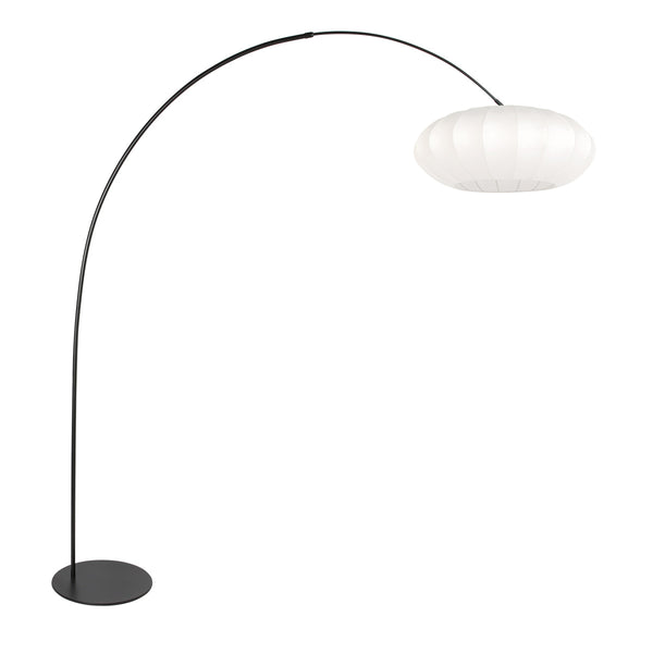 Schwarze Stehleuchte Curve 4272ZW mit weißem Seidenschirm – einzigartiges Design und funktionale Nutzung