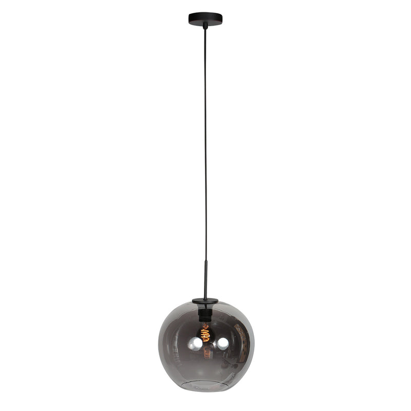 HaloSwap 4294ZW – Schwarze Pendelleuchte mit rauchfarbenem Glaskörper Ø 30 cm