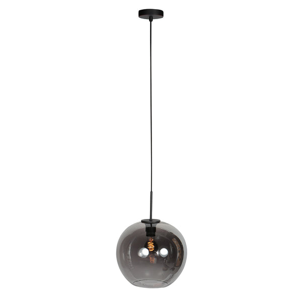 HaloSwap 4294ZW – Schwarze Pendelleuchte mit rauchfarbenem Glaskörper Ø 30 cm