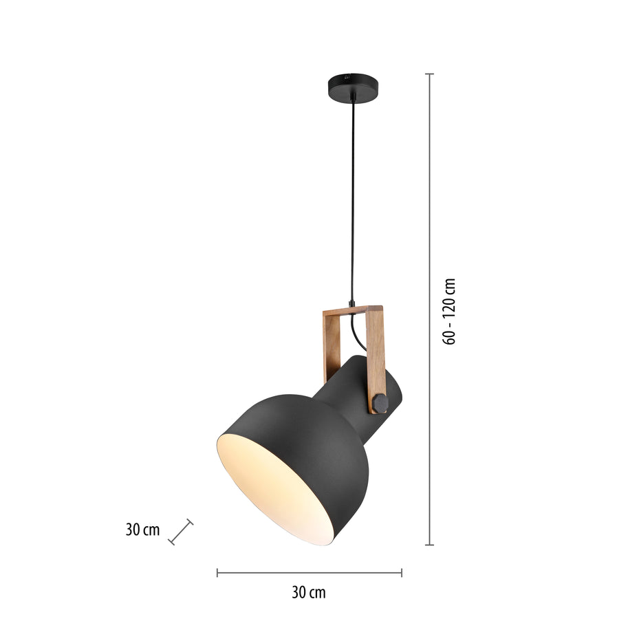 Suspension Cup 2.0 noire et bois, L 30 cm