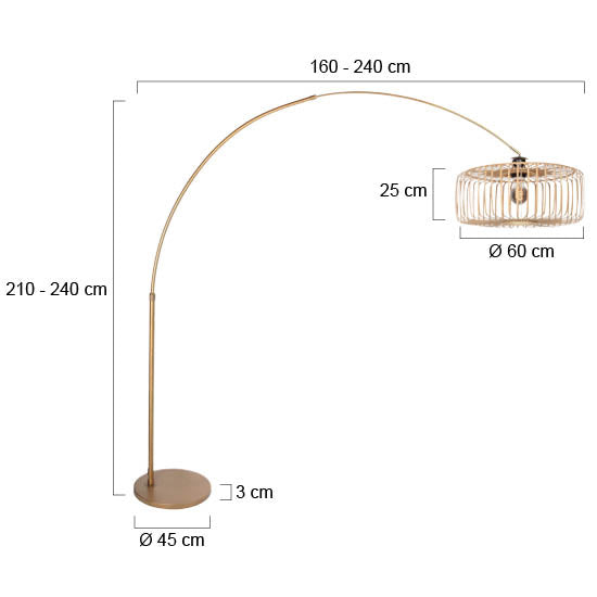 Sparkled Light Bogenlampe 4310BR in Bronzefarben – Elegante Beleuchtung mit Bambusschirm