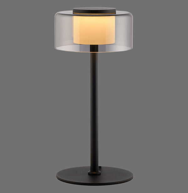 Lampe à poser Rika noire, verre, L 62,5 cm