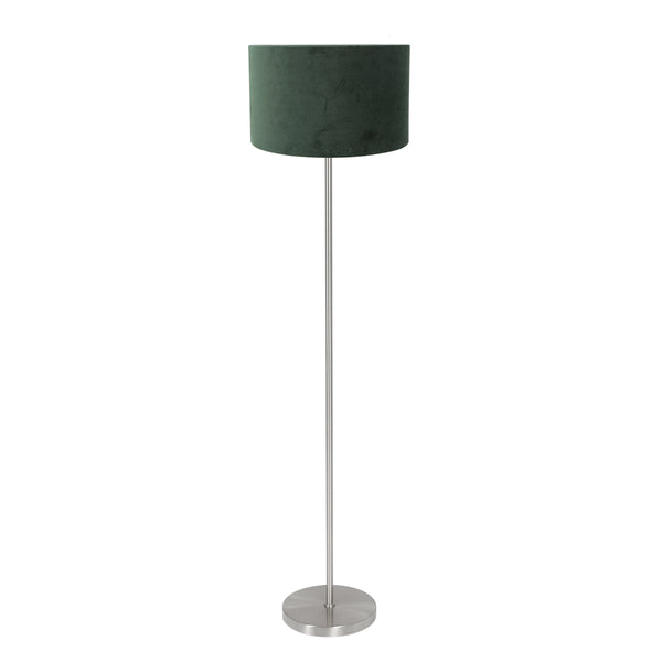 Stehlampe Noor 4434ST – gebürsteter Stahl mit grünem Samtschirm