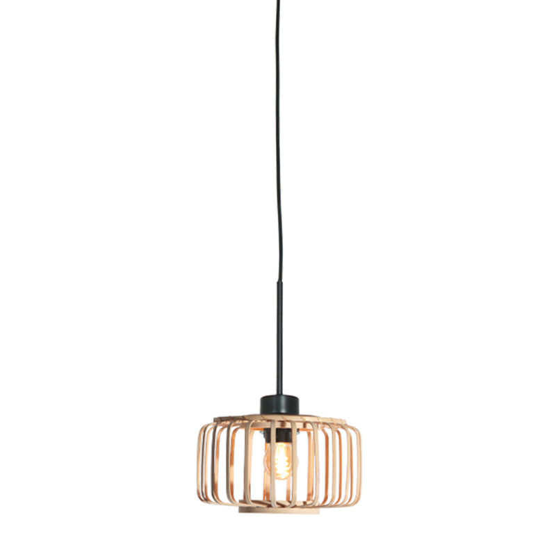 Hängeleuchte Sparkled Light 4475ZW – schwarz mit Bambusschirm Ø20 cm
