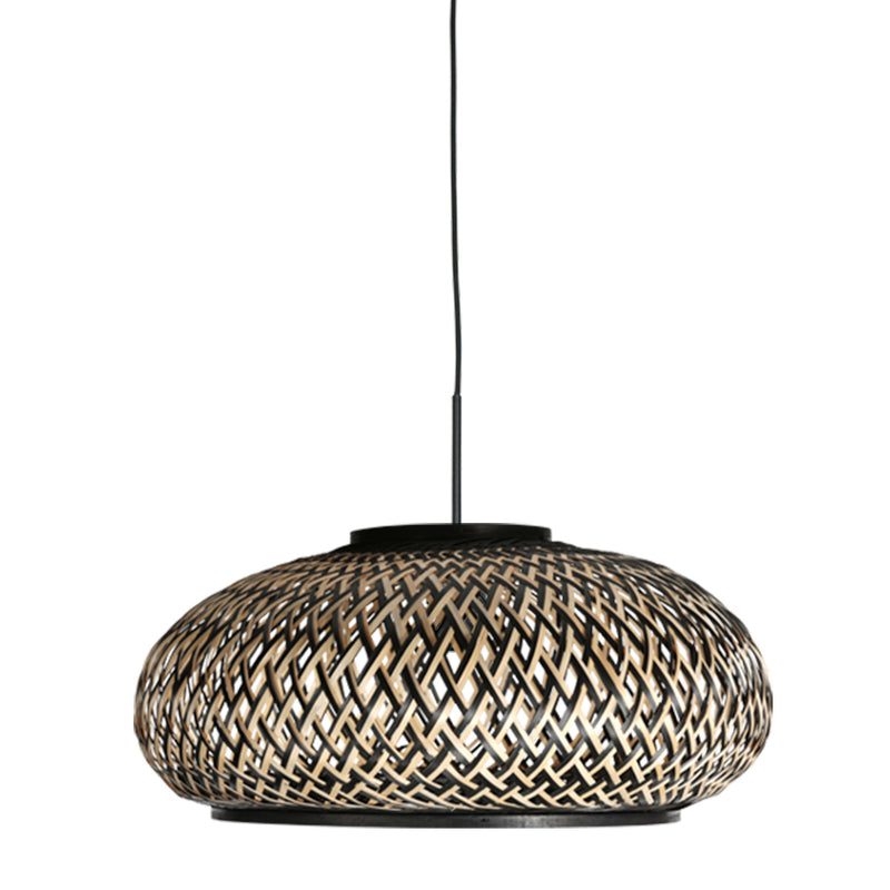 Hängeleuchte Sparkled Light 4476ZW – geflochtener Bambus in Schwarz und Natur