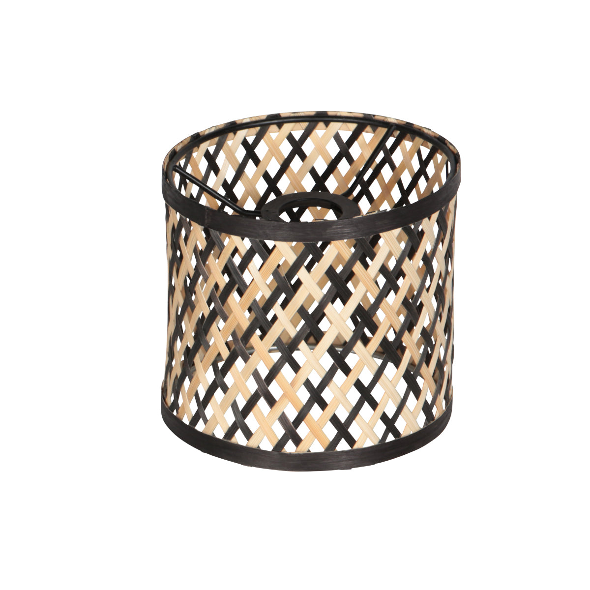 Abat-jour en bambou tressé losange noir et naturel du spot Bali, Ø 12 cm
