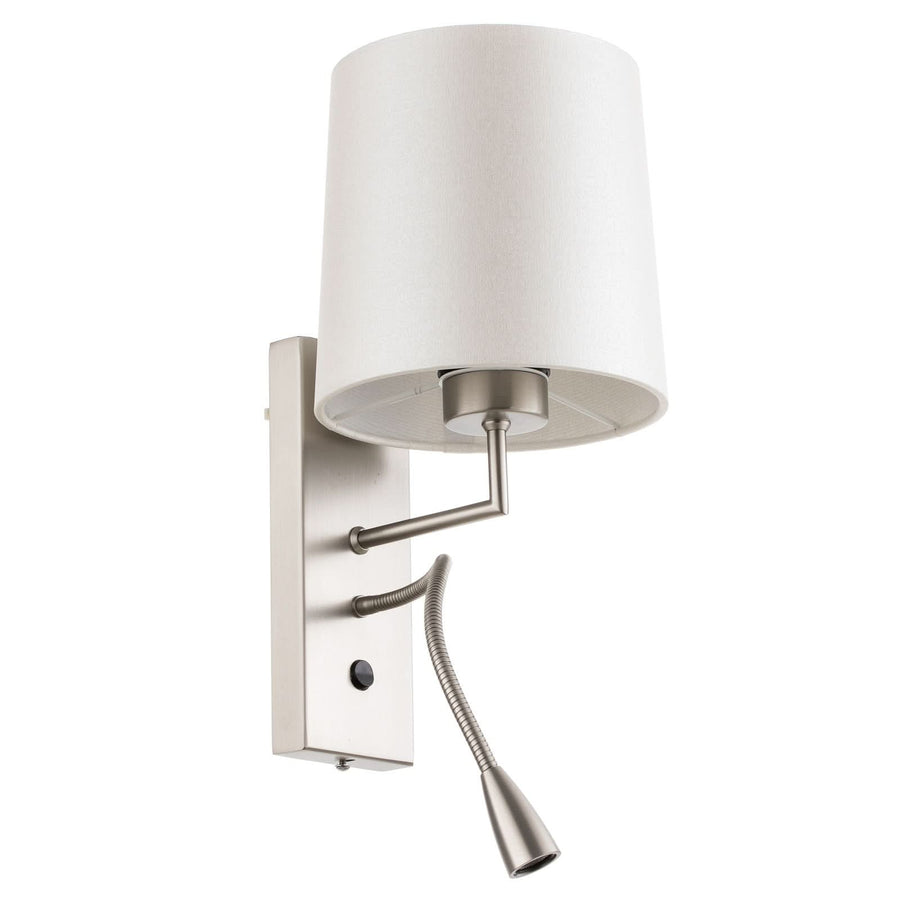 Applique murale Havanna en laiton, crème et nickel mat, hauteur 33 cm