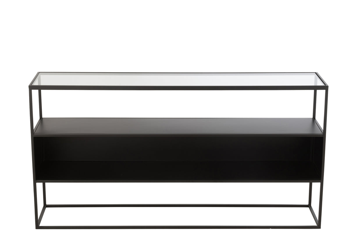 Console Métal Verre Noir Moderne