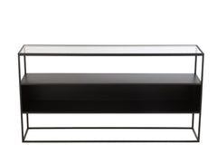 Console Métal Verre Noir Moderne