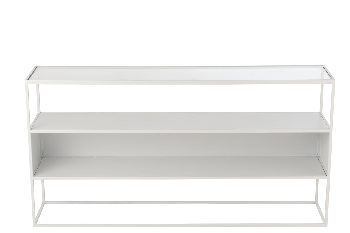 Console Métal Verre Blanche
